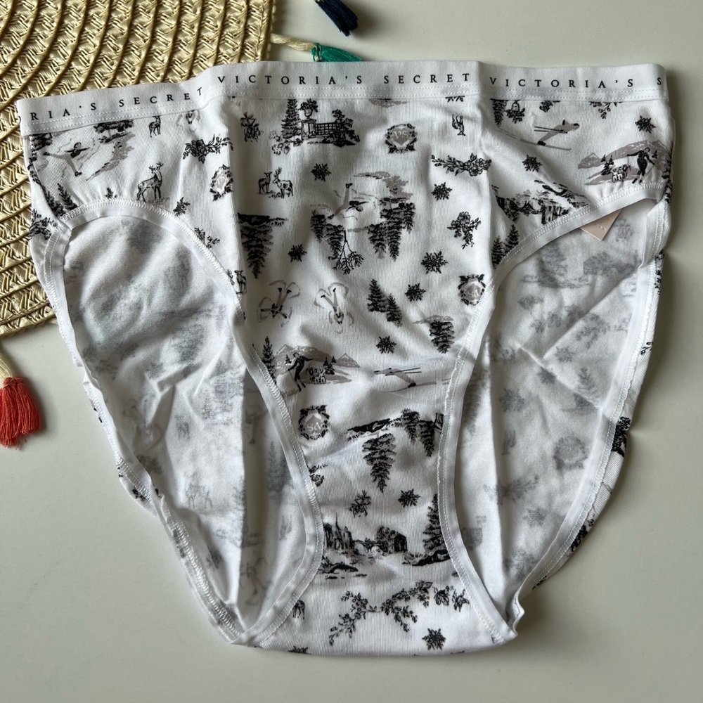 Victoria's Secret Stretch Cotton High-Leg Brief Panty White Winter Toile S NEW